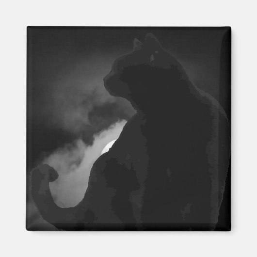 Black Cat Moonlight Silhouette Magnet (Vorne)