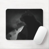Black Cat Moonlight Silhouette Mousepad (Mit Mouse)