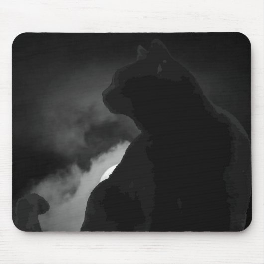 Black Cat Moonlight Silhouette Mousepad (Vorne)