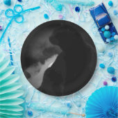 Black Cat Moonlight Silhouette Pappteller (Party)