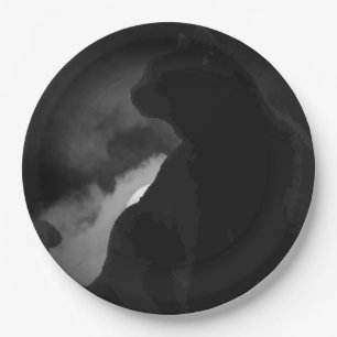 Black Cat Moonlight Silhouette Pappteller