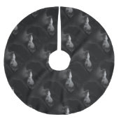 Black Cat Moonlight Silhouette Polyester Weihnachtsbaumdecke (Vorderseite)