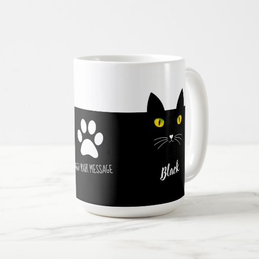 Black Cat Mug Gift for Cat Lovers | Personalized  Kaffeetasse (VorderseiteRechts)