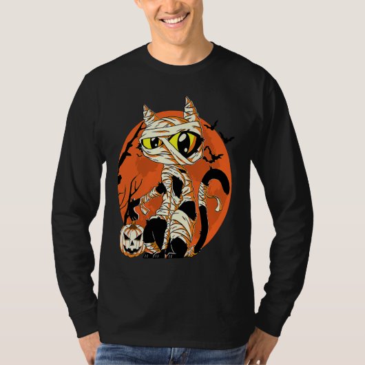 Black Cat Mummy Halloween Costume Scary Night Boys T-Shirt (Vorderseite)