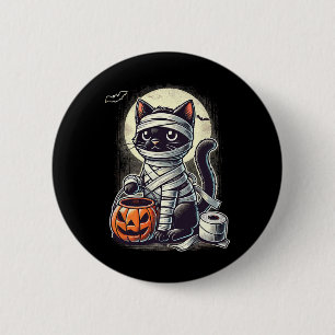 Black Cat Mummy Men Women Kinder Halloween Funny B Button