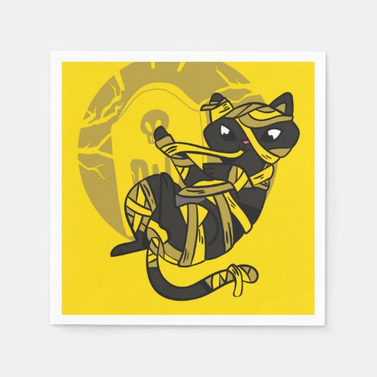 Black Cat Mummy Serviette (Vorderseite)