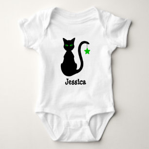 Black Cat Name Baby Bodysuit Baby Strampler