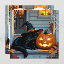 Black Cat Napping Pumpkin Halloween Personalisiert