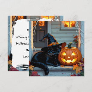 Black Cat Napping Pumpkin Halloween Personalisiert