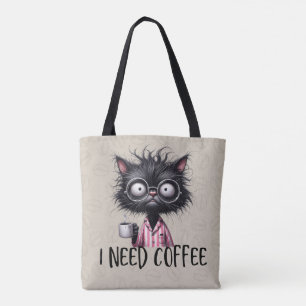 Black Cat Need Coffee Tasche