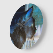 Black Cat Negative Foto Wall Clock Große Wanduhr (Winkel)