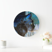 Black Cat Negative Foto Wall Clock Große Wanduhr (Zuhause)
