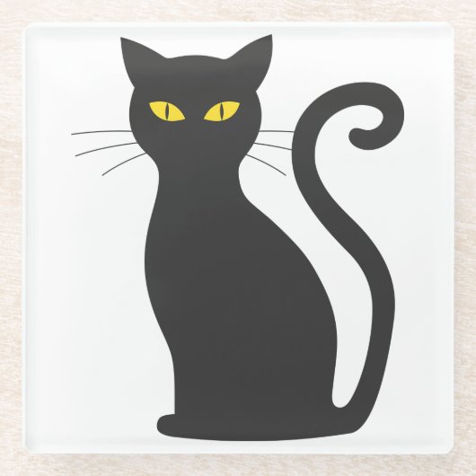 Black Cat Niedlich Glasuntersetzer (Vorderseite)