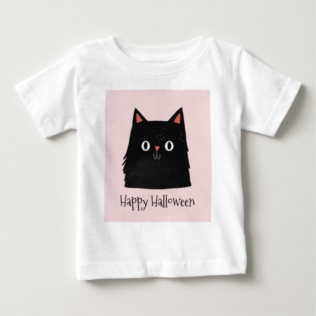 Black Cat Niedlich Hexe Halloween Baby T-shirt (Vorderseite)
