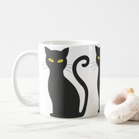 Black Cat Niedlich Kaffeetasse (Mit Donut)
