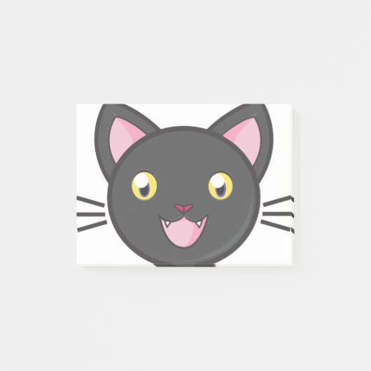 Black Cat Niedlich Kitty Adorable Animals Cartoon Post-it Klebezettel (Vorderseite)