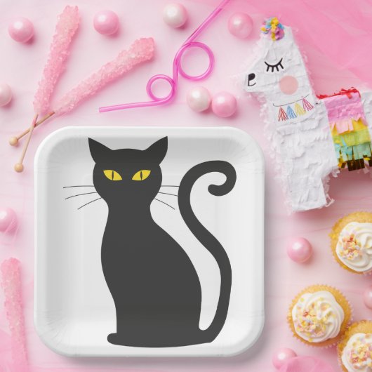 Black Cat Niedlich Pappteller (Party)