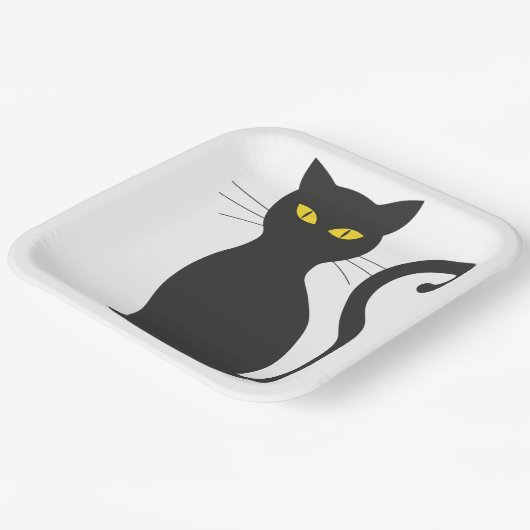 Black Cat Niedlich Pappteller (Gewinkelt)