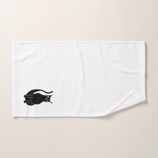 Black Cat Niedlich Winking Kitty Cartoon Badhandtuch Set (Handtuch)