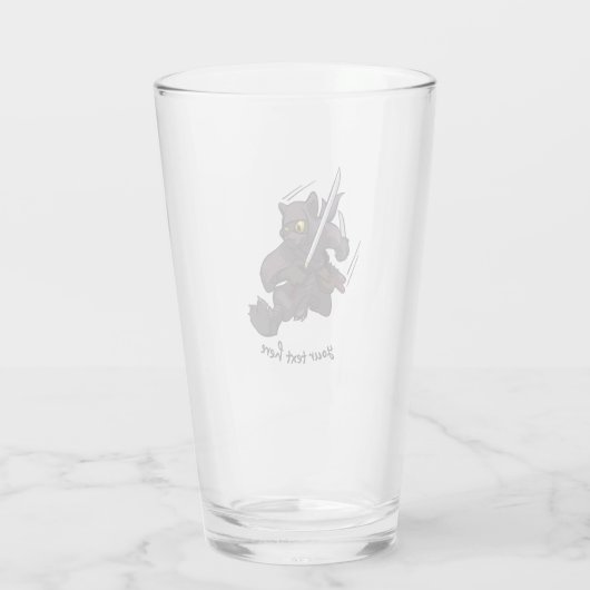 Black Cat Ninja Katana Schwerter Flying Kick Carto Glas (Rückseite)