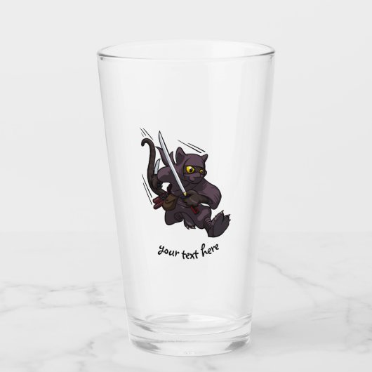 Black Cat Ninja Katana Schwerter Flying Kick Carto Glas (Vorderseite)