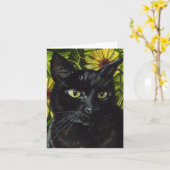 Black Cat Note Card Karte (Gelbe Blume)