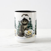Black Cat On A Jack Zweifarbige Tasse (Mittel)