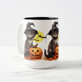 Black Cat On A Jack Zweifarbige Tasse (Vorderseite Links)