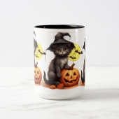 Black Cat On A Jack Zweifarbige Tasse (Mittel)