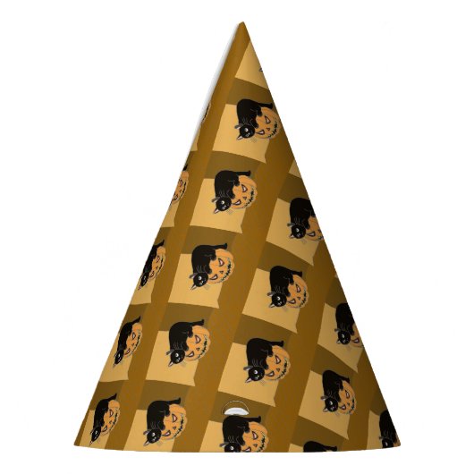 Black Cat on a Pumpkin Partyhütchen (Links)