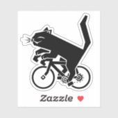 Black Cat on Bicycle Custom-Cut Vinyl Aufkleber (Blatt)