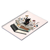 Black Cat on Book Funny Cat Notebook Notizblock (Linke Seite)