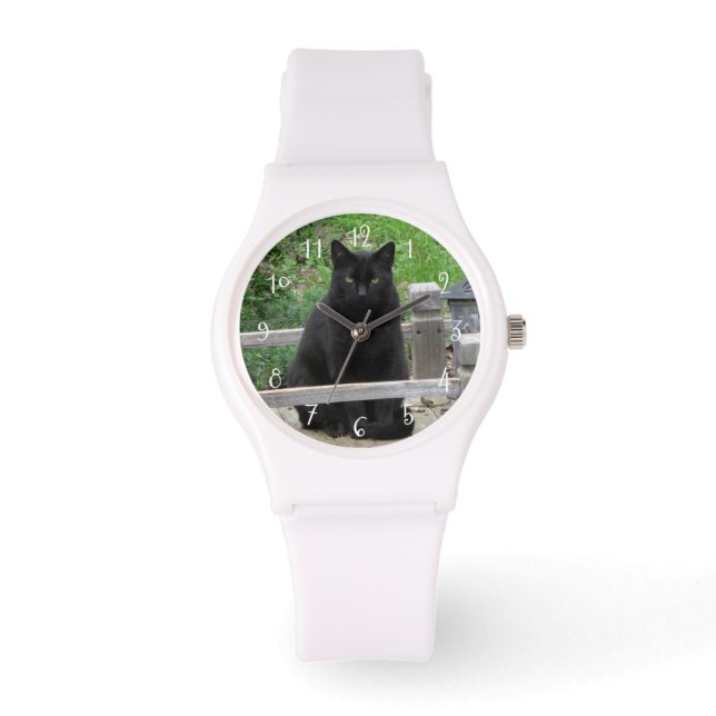 Black Cat on Bridge Numberge Armbanduhr (Vorderseite)