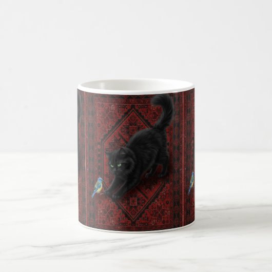 Black Cat on Moroccan Rug Kaffeetasse (Mittel)