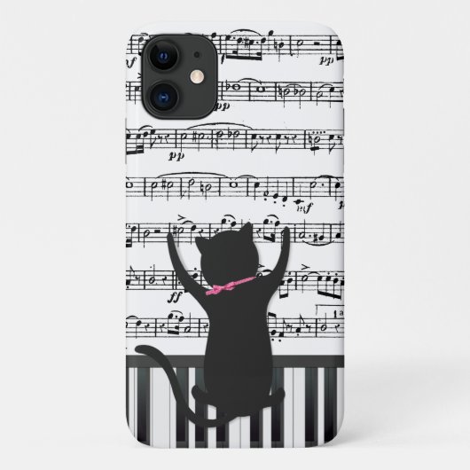 Black Cat On Piano Keys Case-Mate iPhone Hülle (Rückseite)