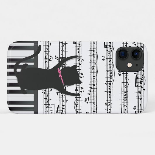 Black Cat On Piano Keys Case-Mate iPhone Hülle (Rückseite (Horizontal))