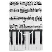 Black Cat On Piano Keys Mittlere Geschenktüte (Rückseite)