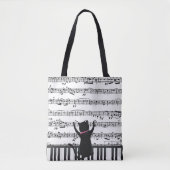 Black Cat On Piano Keys Tasche (Vorderseite)