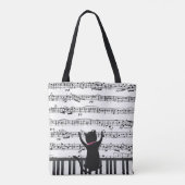 Black Cat On Piano Keys Tasche (Rückseite)