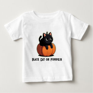 Black Cat on Pumpkin Baby T-shirt