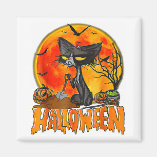 Black Cat On Pumpkin Full Moon Halloween-Kostüm Magnet