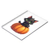 Black Cat on Pumpkin Halloween Notizblock (Linke Seite)