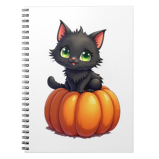 Black Cat on Pumpkin Halloween Notizblock (Vorderseite)