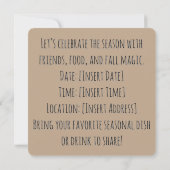 Black Cat on Pumpkin mit Herbst Quilt Muster Einladung (Rückseite)