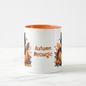 Black Cat on Pumpkin mit Herbst Quilt Muster Tasse (Zentrum)