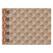 Black Cat on Pumpkin mit Herbst Quilt Muster Tischdecke (Vorderseite (Horizontal))