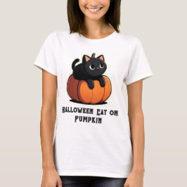 Black Cat on Pumpkin T-Shirt