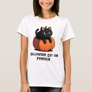 Black Cat on Pumpkin T-Shirt