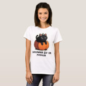 Black Cat on Pumpkin T-Shirt (Vorne ganz)