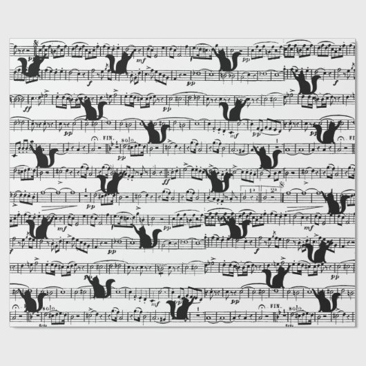 Black Cat ON Sheet Music Geschenkpapier (Flach)